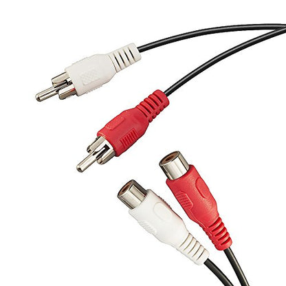 TENINYU 10 Feet AV Extension Cable RCA Stereo Audio Cable, 2RCA Male to 2RCA Female Audio Extension Cable Red/White Connectors 10FT - size: 10FT