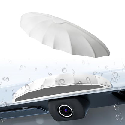 Universal Car Backup Camera Rain Shield, Reversing Camera Anti-Rain Cover, Non-Destructive Adhesion, Silicone Protection Cover Compatible with Most Vehicle (White) - color: White