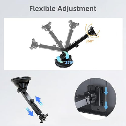 Carplay Screen Mount, Upgrade 90mm Larger Suction Cup Mount 360° Flexible Windshield Dashboard Bracket for 7" 9" 10.26" Inch Car Play Screen Replacement Mount