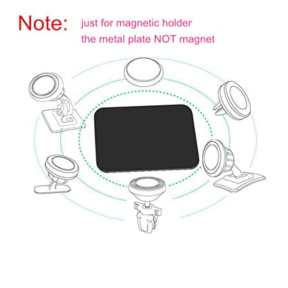 SALEX Replacement Metal Plates Set 4 Pack for Magnetic Car Phone Holders, Wall, Air Vent Mounts, Cases, Magnets. Kit of 2 Black Round and 2 Rectangular Iron Discs Without Holes. 3M Adhesive Backing. - color: Mix / 4 Pack