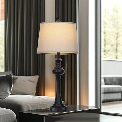 CINSARY Black Table Lamp for Living Room, 29" Bedside Lamp with USB C+A - color: Black