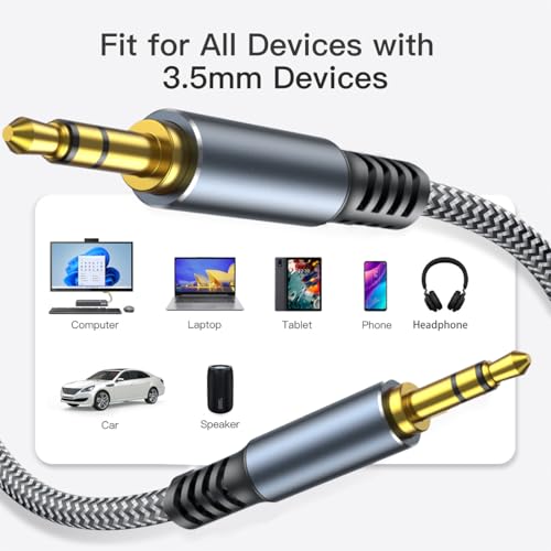 Aux Cord 20ft, 3.5mm Audio Cable - Nylon Braided 3.5mm Male to Male AUX Cable Cord for Car, Headphones, Home Stereos, Speaker - size: 20ft