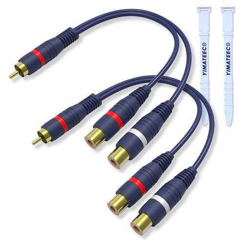 RCA Splitter Cable RCA Y Splitter Cinch Adapter Cables 1 Male to 2 Female for Subwoofer, Speaker, AMP, Home Theater(15cm R-C-A Cables, Male to Female, 2Pack) - size: 1 Male to 2 Female