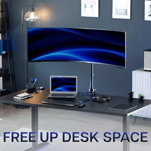 VIVO Single Ultra-Wide Monitor Desk Mount for up to 57 inch Ultrawide Screens, Extra Tall Heavy Duty Adjustable Stand Holds 59.4 lbs, Black, STAND-V157R - size: up to 57" screens, style: Extra Tall