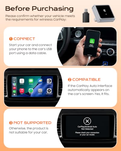 Mini Wireless CarPlay Adapter for iPhone Apple, Converts Factory Wired CarPlay to Wireless, Fast Auto Connect, Low Latency, Plug & Play, Compatible with iOS 10+ & 2015+ Cars, USB-A/C, Gray - color: Gray