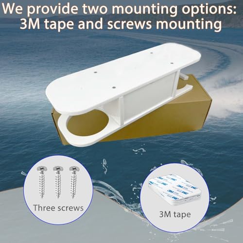 Marine Cup Holder with Storage - Reinforced Stainless Steel Core (Anti-Warp) - Heavy Duty Boat Console Organizer Caddy - Fits Mugs, Tumblers & Phones - Drill-Free Adhesive or Screw Mount