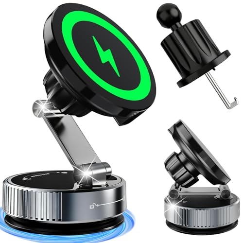 for MagSafe Car Mount Charger 15W Fast Magnetic Wireless Car Charger Holder - color: Black with Vacuum