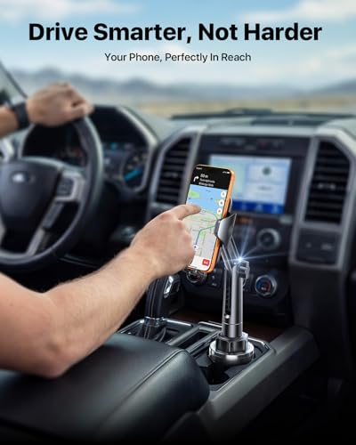 andobil [Upgrade Version Cup Phone Holder for Car Universal Adjustable Long Neck Car Phone Mount Cradle Friendly Compatible with iPhone Samsung Google and All 4.0-7.0 inches Smartphones - color: Jointed Neck-Black