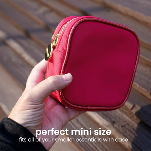 dreamie - Red, Travel Bag, Cute Heart Makeup Bag, Cosmetics, Electronics, Essentials, Car, Organizer, Easy to Clean, Smooth Gold Zipper, Portable, Luxury Nylon - Hot Tamale - color: Hot Tamale