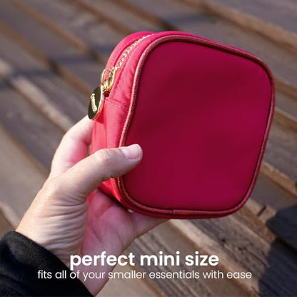 dreamie - Red, Travel Bag, Cute Heart Makeup Bag, Cosmetics, Electronics, Essentials, Car, Organizer, Easy to Clean, Smooth Gold Zipper, Portable, Luxury Nylon - Hot Tamale - color: Hot Tamale