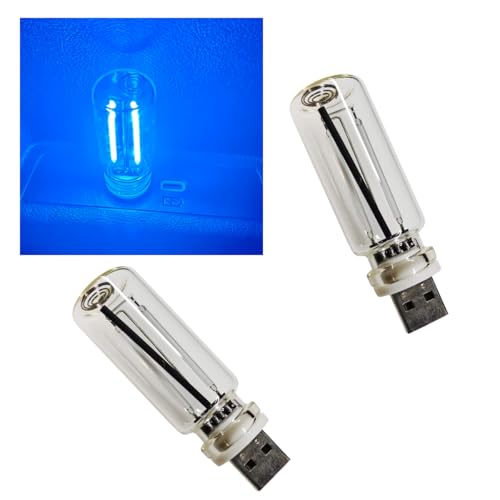 2PCS USB LED Lights for Car Interior, Touch Dimmable Ambient Lighting, Mini Retro Glass Bottle Night Light Bulb, Portable Atmosphere Light Decoration for Cars, Bedroom, Hallway, Camping (Blue) - color: Blue