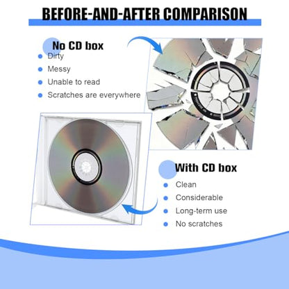 6PCS Car CD Jewel Case, Clear Vehicle CD Storage Box with Assembled Removable Tray, Automotive DVD Disc Cover Protection Replacement Accessories, Universal for SUV Truck Sedan (White) - color: White