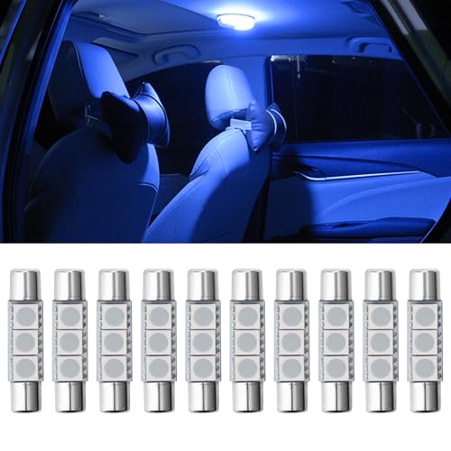 10PCS T6 5050 Car LED Sun Visor Lights, LED Car Bulb, 28mm 5050-3SMD 180° Lighting Sun Visor Vanity Mirror Lights, Auto Accessories Super Bright Car Visor Vanity Mirror Led Bulbs for Most Cars