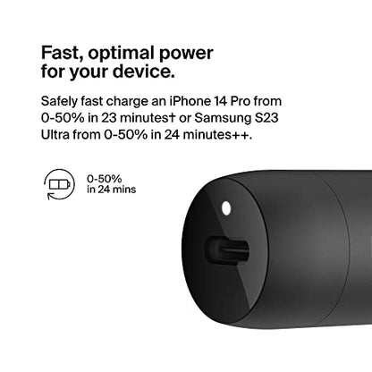 Belkin Boost↑Charge™ 30W Compact Fast Car Charger w/USB-C Power Delivery Port for iPhone 16, 16 Pro, 15, 15 Pro, Galaxy S25, S24, Note, Pixel 9 & More - Black(Pack of 6) - size: Pack of 6, style: Charger