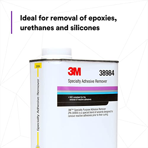 3M Specialty Adhesive Remover 38984, Transparent, Solvent Based, 1 Quart - size: 1 Count (Pack of 1), style: 3M Specialty Adhesive Remover