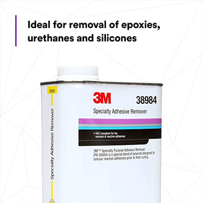3M Specialty Adhesive Remover 38984, Transparent, Solvent Based, 1 Quart - size: 1 Count (Pack of 1), style: 3M Specialty Adhesive Remover