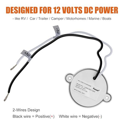 Facon 12V RV USB Charger Socket, Dual RV USB Outlet (5V / 2.4A), Super Slim Wall Mount 12V USB Outlet, for RV Trailer Camper Boat Marine Motorhome, White - color: Super Slim White Dual USB - 5V / 2.4A