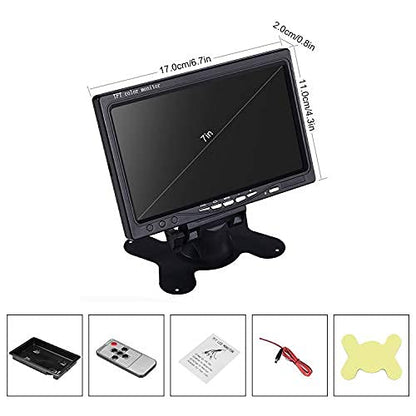 Vehicle On-Dash Backup Monitor, 7" Digital HD Car TFT LCD Color Screen Displaywith 2 Video Input for Rear View Camera (No Cam, 1024 x 600)
