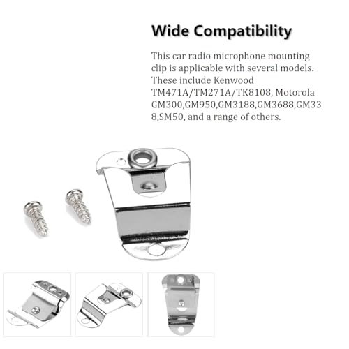 Universal Microphone Clip Holder for Car Radio Quick Installation with Screws Set Secure Mount for Two Way Handheld Transceivers and Communication Devices
