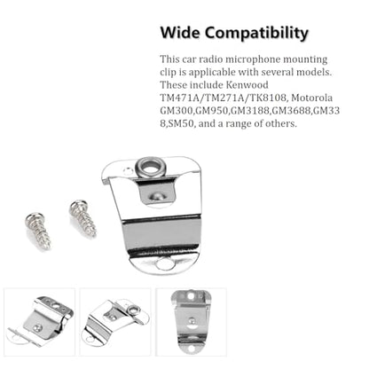 Universal Microphone Clip Holder for Car Radio Quick Installation with Screws Set Secure Mount for Two Way Handheld Transceivers and Communication Devices