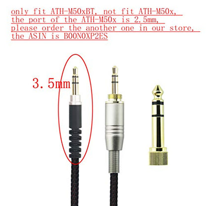 NewFantasia Replacement Audio Upgrade Cable Compatible with Audio-Technica ATH-M50xBT, ATH-AR3BTBK, ATH-SR50BT, ATH-ANC7B, ATH-ANC9, ATH-S700BT, ATH-SR5BTBK Headphones 1.5meters/4.9ft - size: 4.9 ft