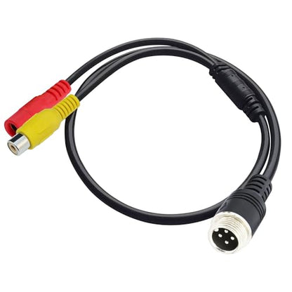 4 Pin Aviation to RCA Adapter Cable M12 Adapter 4-Pin to AV DC Connector Wire RCA to 4-PIN Monitor/Camera Adapter Video Extension Cable for Car Backup Camera (4 pin Male to RCA+dc Famale) - size: 4 pin Male to rca+dc Famale