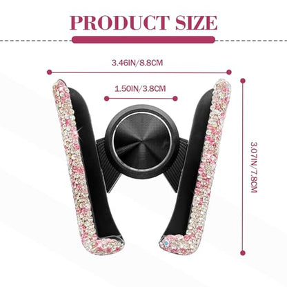 Bling Rhinestone Car Phone Holder, Mini Universal 360° Adjustable Auto Mount For Dash & Air Vent, Crystal Car Accessories For Women & Girls (Pink) - color: Pink