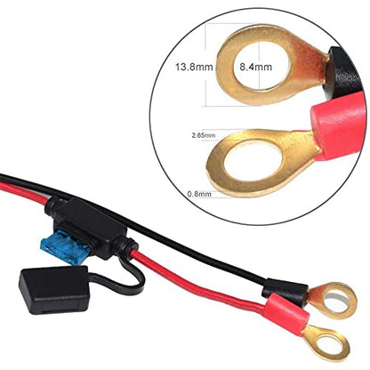 SPARKING 6FT Car Female Cigarette Lighter Plug Socket to Eyelet Terminals 12V Extension Cable with 15A Fuse(6FT) - size: 6FT