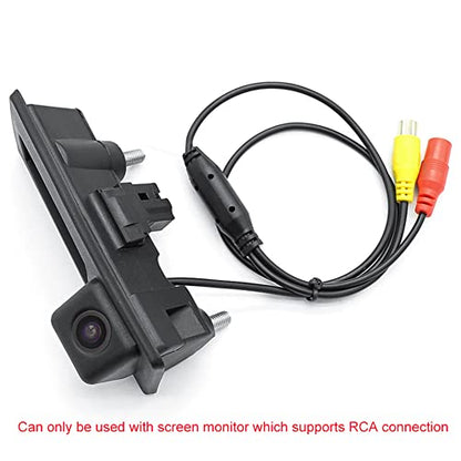 Vehicle Backup Camera with Dynamic Intelligent Trajectory Moving Guide Line for Audi A4L A5 A3 Q3 Q5 RS6 for VW Passat Tiguan Jetta Sharan Touareg Lavida Skoda, Car Rear View Trunk Handle Camera