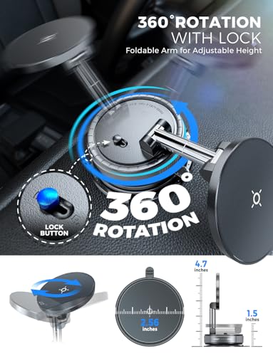 eSamcore Magsafe Car Mount, Vacuum Magnetic Phone Holder for Car