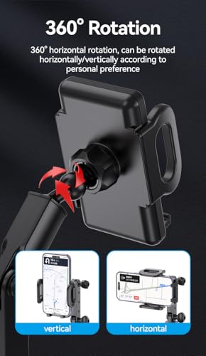 Car Phone Holder with Cup Holder Mount, 2 in 1 Universal Cup Holder Expander Adjustable Base with Phone Mount, Long Adjustable Arm with 360°Rotation Cup Holder ，Compatible with All Smartphones，Black