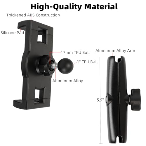 1" Ball Tablet Holder for RAM Mounts, Heavy Duty Clip Mount Fits 5-13" Tablets iPad Pro 12.9 Air Mini Galaxy Tab, Compatible with Car Truck Vehicle Mount System - size: Tablet Holder w 5.91" Arm