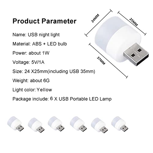 Sokelinn-six 6 Pack Mini USB Night Light, Plug in LED Lamp Decorative Lighting Party Festival (Yellow) - color: Yellow