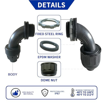 (1/2" Dia * 100 Feet) Yariwiz Black Special Extra Flexible Electrical Conduit Liquid Tight PVC Conduit Kit with 5 PCS Coupling, 5 PCS Elbow and 10 PCS Strap, Sealtight Seal Flex Liquidtight Wire - style: 1/2 inch-100ft-Kit