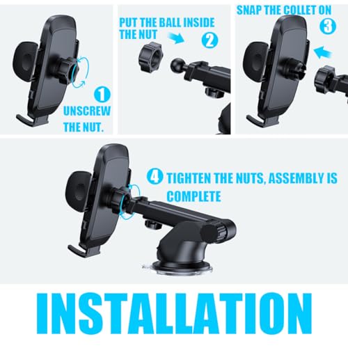 Osilly Car Phone Holder, 3 in 1 Auto Dashboard Windshield Air Vent Cell Phone Mount, Suction Cup & Clip, Hands-Free Car Interior Accessories, Universal for iPhone Android All Smartphone