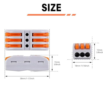 Greencycle Lever Wire Connectors 3 in 3 Out, Quick Push-in Wire Connectors for Electrical Wiring, Reusable Compact Wire Connectors for 28–12 AWG Cables, Inline Splice Cable Connectors,180PCS - size: 180PCS, style: 3IN 3OUT