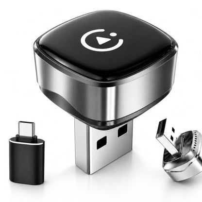 Wireless CarPlay Adapter & Android Auto Adapter, Ultra Mini - color: Black & Silver