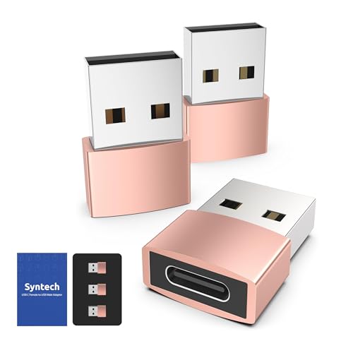 Syntech USB C to USB Adapter 3-Pack, Female to Male Converter, Aluminum - color: Rose Gold