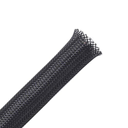 50ft - 1/4 inch & 1/2 inch PET Expandable Braided Sleeving – Black – Alex Tech Braided Cable Sleeve - color: Black, size: 1/4"-25ft &1/2"-25ft
