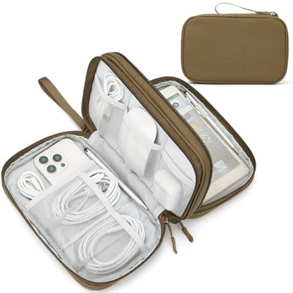 FYY Electronic Organizer, Travel Tech Pouch Bag, Large, Brown - color: Brown, size: 9.1 x 5.9 x 3.15 inches
