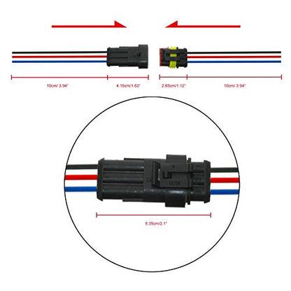 MUYI 5 Kit 3Pin Way Electrical Connectors 18AWG Waterproof Wire Connectors - style: 3pin (5sets)