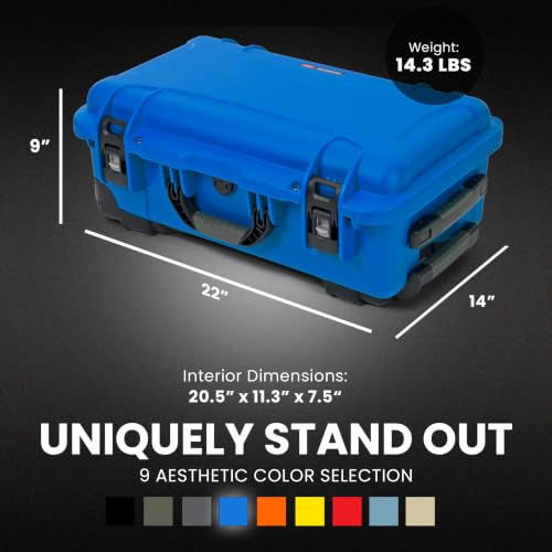 NANUK 935 Hard Case for Camera & Lenses with Padded Divider – Waterproof Equipment Case with Wheels, 22” x 14” x 9” – Dustproof, Impact Resistant, Carry-On Approved for Most Airlines – Blue - color: Blue, style: Padded Divider