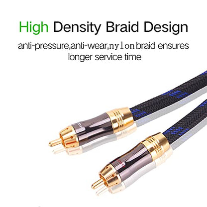 Dual Shielded (OD 8.0mm) 1 RCA Male to 2 RCA Male Audio Cable RCA Y-Adapter Subwoofer Cable (8 Feet) - size: 8 Feet