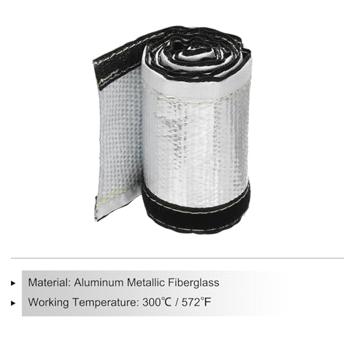 MECCANIXITY 1.5mm Heat Shroud Aluminized Sleeving 3/4" ID x 3.2FT Aluminum Metallic Fiberglass Heat Shroud for Fuel Lines Cables Electrical Wiring - size: 3/4" ID x 3.2FT