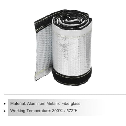 MECCANIXITY 1.5mm Heat Shroud Aluminized Sleeving 3/4" ID x 3.2FT Aluminum Metallic Fiberglass Heat Shroud for Fuel Lines Cables Electrical Wiring - size: 3/4" ID x 3.2FT