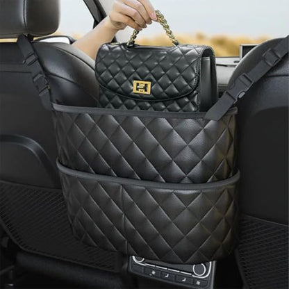 Car Purse Holder Between Seats, Leather Vehicle Front Seat Handbag Organizer Pocket, Automotive Interior Hanger Storage Pouch Holder, Universal for SUV Automobile Truck (Pocket Compartment) - size: Pocket