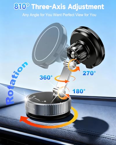 for MagSafe Car Mount Charger 15W Fast Magnetic Wireless Car Charger Holder - color: Black with Vacuum