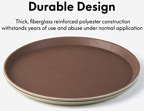 CURTA 2-Pack 14 Inch Non-Slip Serving Tray, Brown Round Server Tray - color: Brown-round, size: 14 Inch