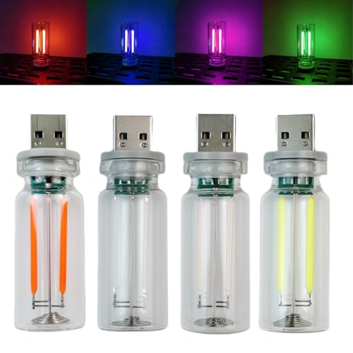 4PCS Dimmable USB Touch Control Led Night Lights, Glass Plug in USB Light Bulbs, Cute Interior Car Lights, Retro Led Ambient Lighting, Small Mood Lamp for Bedroom, Hallway, Nursery, Camping - color: red+blue+green+purple