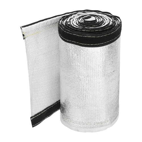 MECCANIXITY 1.5mm Heat Shroud Aluminized Sleeving 2" ID x 10FT Aluminum Metallic Fiberglass Heat Shroud for Fuel Lines Cables Electrical Wiring - size: 2" ID x 10FT